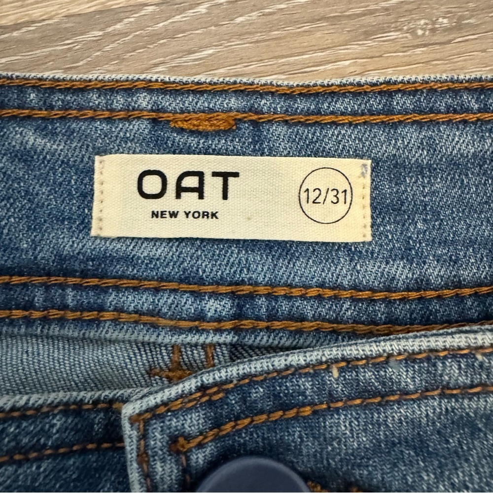 Oat New York High Rise Wide Leg Raw Hem Women’s Denim Jeans Size 12 / 31 NWT - Picture 8 of 10